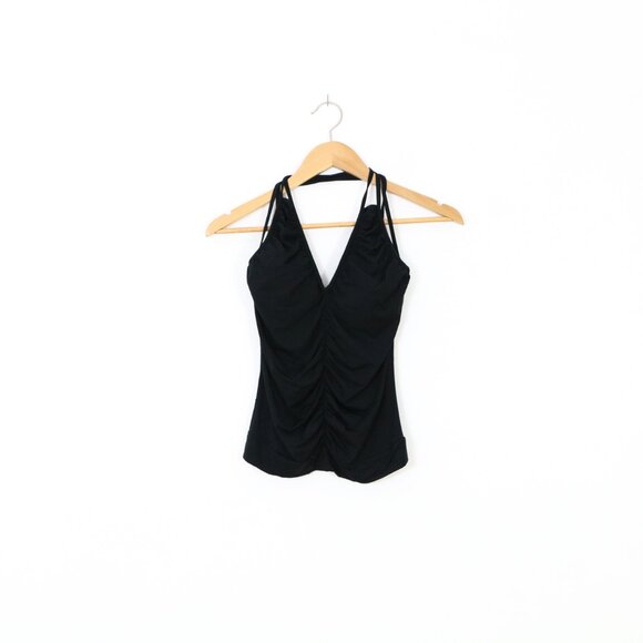 Intimissimi Black Rouched Racer Back V Neck Tank Top - Picture 9 of 9